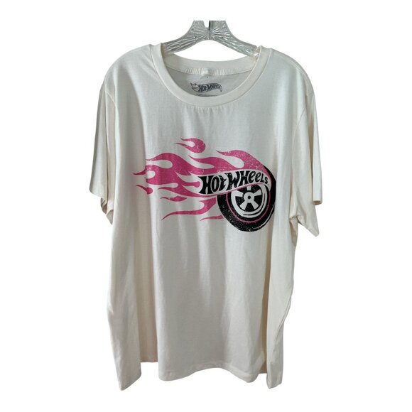 Hot Wheels Logo Flame Graphic T-Shirt – Size 2X – Off White Ivory – Mattel 2023 - Picture 1 of 3